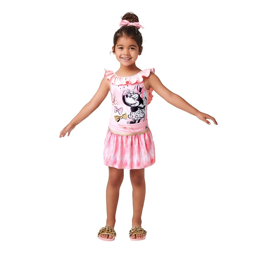 Disney Minnie Mouse Pink Swimsuit And Hair Scrunchie Set For Girls 2 Disney Minnie Mouse Pink Swimsuit And Hair Scrunchie Set For Girls - Image 2