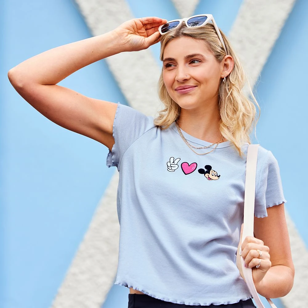 Disney Mickey Mouse ''Peace, Love, Mickey'' T-Shirt For Women 2 Disney Mickey Mouse ''Peace, Love, Mickey'' T-Shirt For Women - Image 2